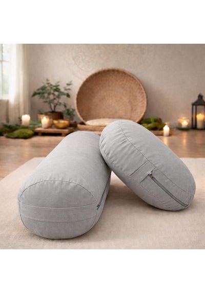 Yuvarlak Zafu Meditasyon Minderi & Bolster Minderi İkili Yoga Meditasyon Minder Seti Gri