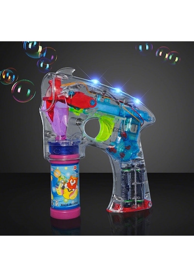 Yılbaşı Hediyeleri Renkli Işıklı Köpük Tabancası Bubbles Gun Baloncuk Tabancası + 2 Özel Yedek Köpük 1.kalite