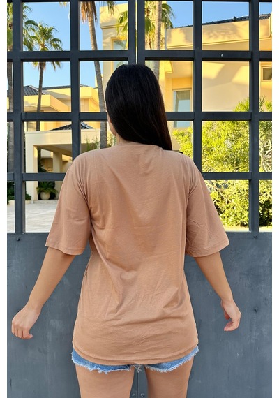 Latte Renk You Are Magic Baskı Unisex Oversize T-shirt Sütlü Kahverengi