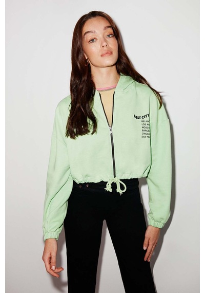 Ethıquet Sılk Crop Yeşil Sweatshirt