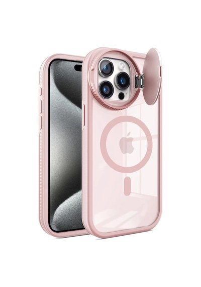 Newface Apple İphone 14 Pro Max Kılıf Teleskop Lens Magsafe Silikon Kapak - Pembe