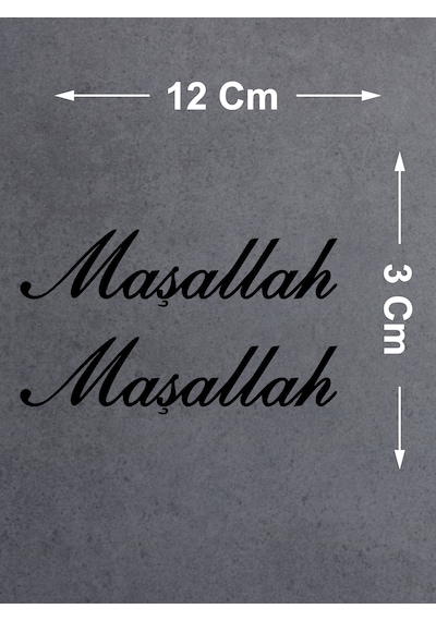 Maşallah 2 Adet Sticker - Araba Oto Motosiklet Karavan Cam Sticker - 00054 12X3 Cm