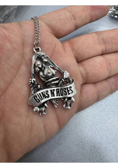 Guns N' Roses Rock Metal Grup Temalı Zincir Kolye 60 Cm Unisex Takı Çok renkli