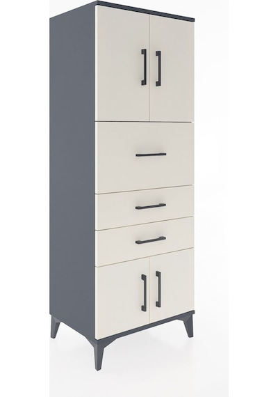 Hyperion Dolap 2 Raflı 3 Çekmeceli 4 Kapaklı 60x44x163 Antrasit-aytaşı Antrasit