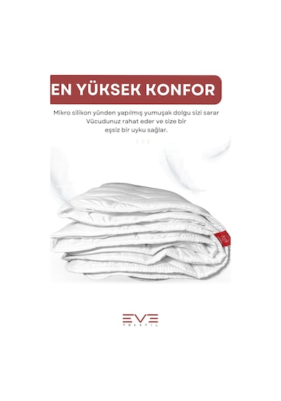 Eve Tekstil Kapitone Yüksek Kaliteli 4 Mevsim Kullanılabilir Microfiber Soft Çift Kişilik Antialerjik Yorgan Beyaz
