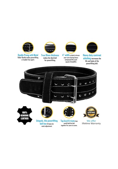 Hhr Ağırlık Kaldırma Kemeri Süet Çift Prong Power Kemer Gym Bodybuilding 10 Mm Kalınlığında Ağırlık Kaldır