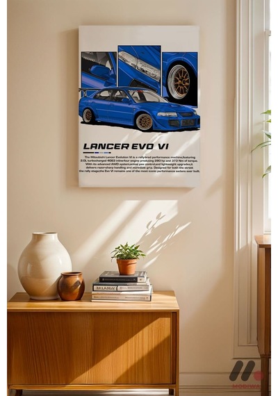 Mitsubishi Lancer Evo Vı Jdm Poster, Çerçevesiz Yüksek Kalite Duvar Afişi - Oto Severlere Özel Hediy