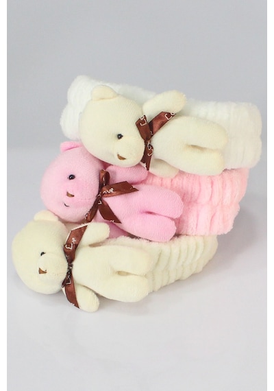 Ayıcıklı Peluş Bandana Saç Bandı Pembe 0-10 Yaş Pembe