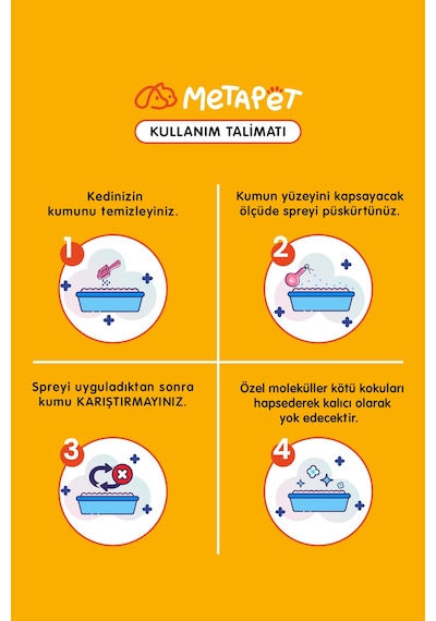 Metapet Doğal Kedi Kumu ve Tuvaleti Koku  Sprey Parfümsüz Kokusuz400 ML