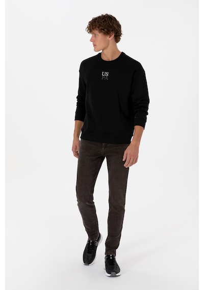 U.S. Polo Assn. Erkek Bisiklet Yaka Comfort Fit Siyah Basic Sweatshirt 50313760-VR046