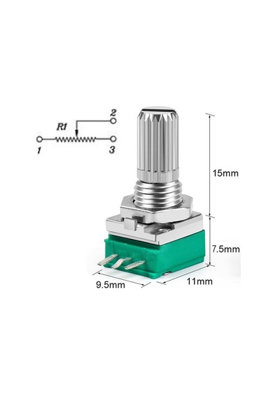 3 Pin 50kohm Potansiyometre B50k Pot Başlıklı Tırtıklı 15mm Döner Ayarlanabilir Direnç Ses