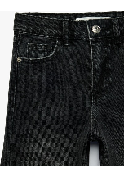 Koton Pamuklu Geniş Paça Denim Pantolon Siyah 7wkg40016ad