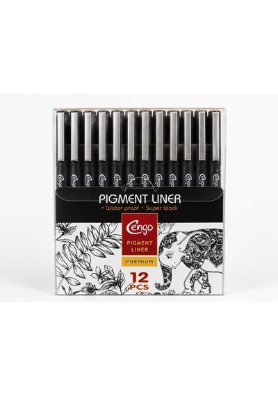 Ayrex 12'li Pigment Liner Teknik Çizim Kalemi Seti Eskiz, Mimari Çizim Ve İllüstrasyon Seti, Suya Dayanıklı Si Genel