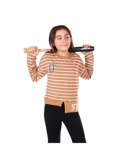 Toontoy Kız Çocuk Çizgili Striped Baskılı Sweatshirt Kahverengi Toontoy Kız Çocuk Çizgili Striped Baskılı Sweatshirt Kahverengi