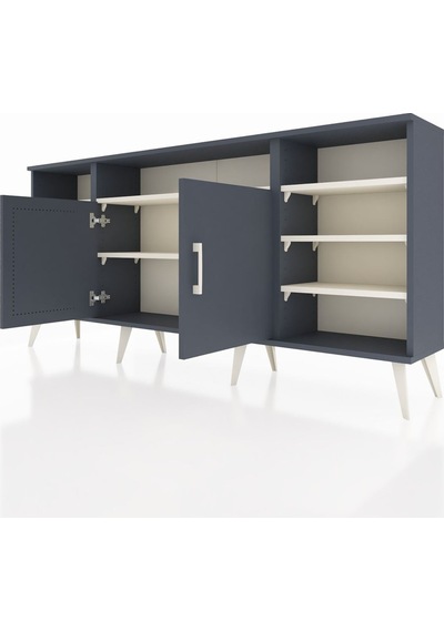 Arges Konsol 8 Raflı 2 Kapaklı 176x30x83 Antrasit-antrasit/aytaşı Antrasit/aytaşı