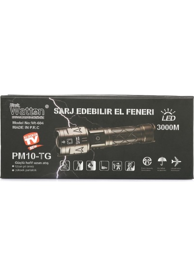 Watton 3000 Lümen Güçlü El Feneri Watton Wt-604 Çok Renkli