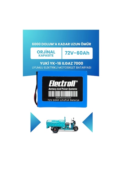 Yuki Yk-16 Ilgaz 7000 Batarya Standart Kapasite Lifepo4 72v 60ah Elektrikli Motosiklet Bataryası