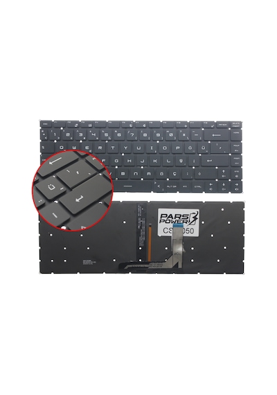 MSI Uyumlu GF63 Thin 10SC-260XTR Klavye Işıklı (Siyah TR) (Pars Power) Siyah - Işıklı 704532