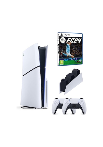 Sony Playstation 5 Slim Standart Edition +2 Dualsense Kol + Şarj İstasyonu+ FC 24 Oyun Konsolu (İthalatçı Garantili)