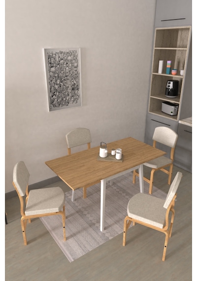 Vilinze Ege Sandalye Avanos Ahşap Mdf Kanatlı Mutfak Masası Takımı - 70x70+70 Cm Kırık Beyaz Vilinze Ege Sandalye Avanos Ahşap Mdf Kanatlı Mutfak Masası Takımı - 70x70+70 Cm Kırık Beyaz