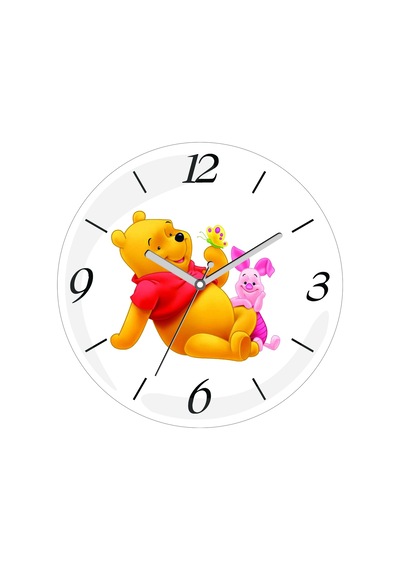 Winnie The Pooh Sevimli Çap 30cm Sessiz Akar Bombeli Gerçek Cam Duvar Saati Çok Renkli