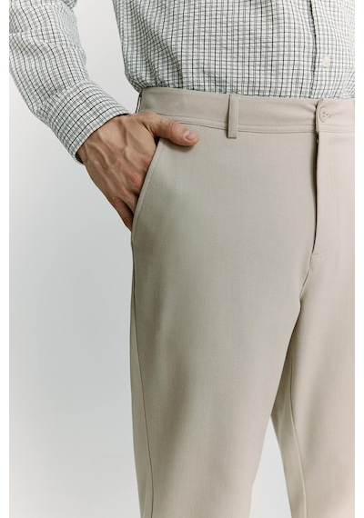 Defacto Tailored Fit Düz Paça Her Yöne Esneyen Pantolon C7508ax25aubg766 Bej