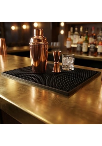 Lüx Bar Matı 43x28 Cm Kaymaz Siyah Kauçuk Bar Ve Bulaşık Matı - Dayanıklı Dökülme Ve Servis Matı 450 Gr Bar Diğer