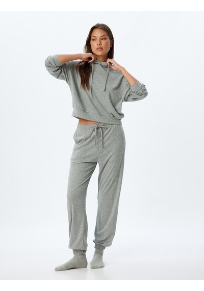 Koton Örme Pijama Altı Jogger Beli Bağlamalı Gri Melanj 5wlk40173mk Gri Melanj