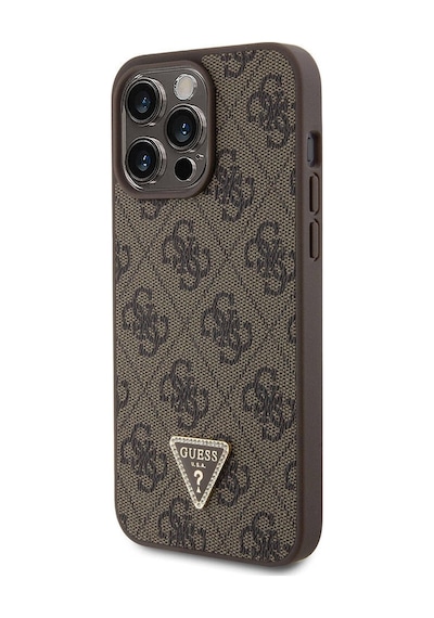 Apple Uyumlu iPhone 15 Pro Max Kılıf Guess Lisanslı Pu Deri Askılı Taşlı Üçgen Logo 4g Strass Crossbody