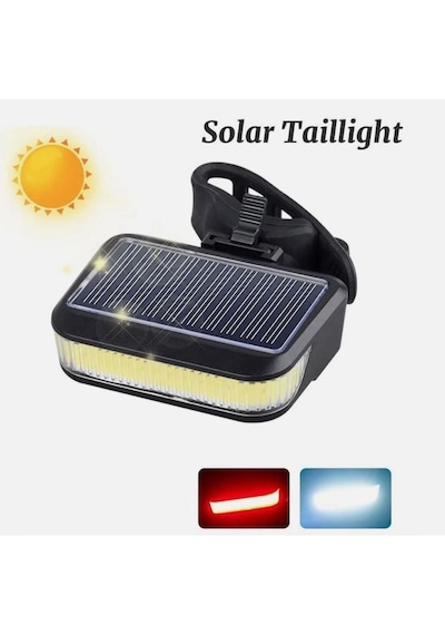 Solar 6149 Şarjlı Bisiklet Arka Stop Bisiklet Işığı Kırmızı Güneş Enerjili Far