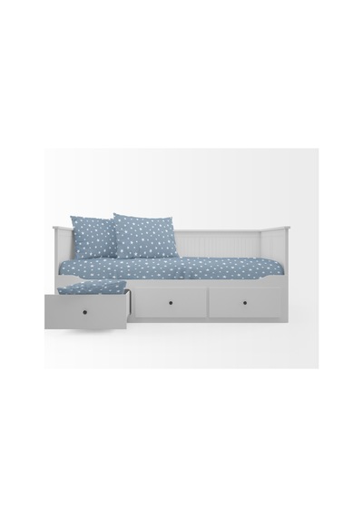 60X120 Lastikli Renforce Bebek Çarşaf Takımı-Mavi Yıldızlı