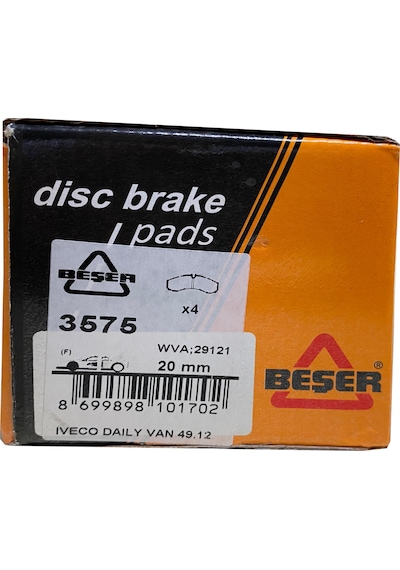 Beşer 3575 Ön Fren Balatası Fiat Daily 49.12 20.Mm Pahsiz