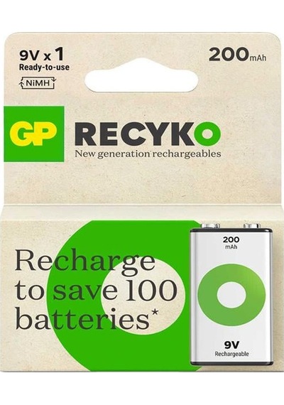 Gp Batteries Recyko 200 Mah 9v Boy Ni-mh Şarjlı Pil Tekli Paket