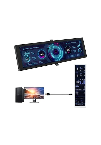 Turzx Pc İçin Cpu/gpu İzleme Ekranı Ips Panel, Usb-c, Pc Durum Monitörü