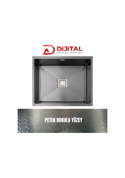 Gl General Neo 50 40x50 Antrasit Petek Dokulu Çelik Mutfak Eviyesi 304 Paslanmaz Çelik 1mm