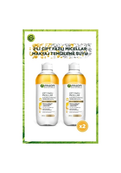Garnier Çift Fazlı Micellar Makyaj Temizleme Suyu 2 x 400 ML