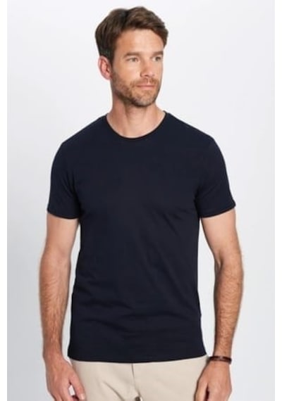 Tudors Unisex 5'li Paket Siyah-beyaz-lacivert-vizon-yeşil Slim Fit Dar Kesim %100 Pamuk Bisiklet Yaka Tişört-51138 Çok Renkli