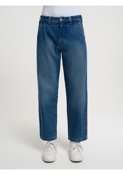 Pleated Baggy Balloon Fit Erkek Pantolon Denim