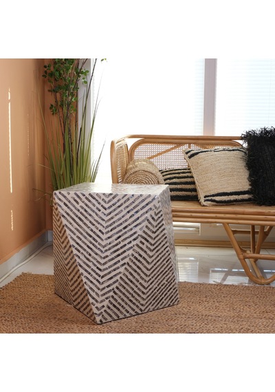 Zaviye Sedef Mozaik Sehpa 57x40x50 Cm Gri