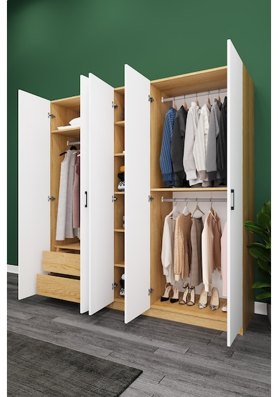 Asra Trend Lüks 5 Kapaklı Çekmeceli Gardırop %100 Mdf Askılı Aynalı Düzenleyici Elbise Dolabı G-04 Çok Renkli Asra Trend Lüks 5 Kapaklı Çekmeceli Gardırop %100 Mdf Askılı Aynalı Düzenleyici Elbise Dolabı G-04 Çok Renkli