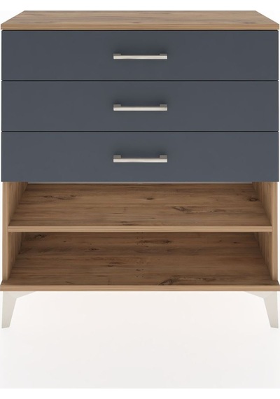 Arges Şifonyer Tek Raflı 3 Çekmeceli 88x30x96 Çam-antrasit Atlas Çam