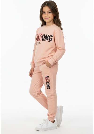 Mnk Baby & Kids Strong Motif Kız Çocuk Eşofman Mnk0625 Somon