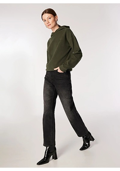 Lee Cooper Açık Haki Kadın Kapüşon Regular Fit Düz Sweatshirt 251 Lcf 241013 Laney A. Haki