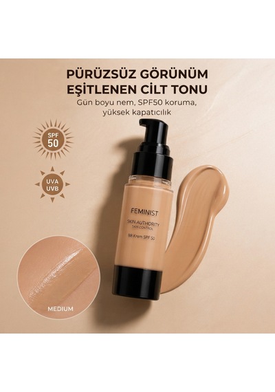 Bb Cream Spf50 Yüksek Kapatıcı, Nemlendirici, Ton Eşitleyici, Aydınlatıcı Medium