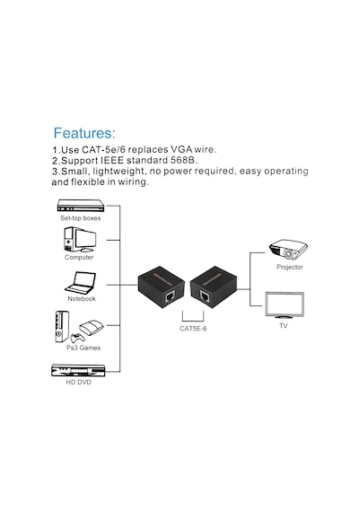Alfais 4896 60 Metre Rj45 Vga Ek Uzatici Cat5E 6 Kablosu Extender
