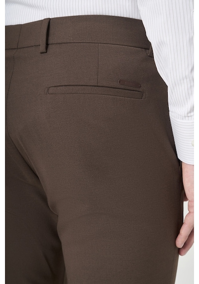 İmza Kahverengi Yan Cep Slim Fit Esnek Chino Pantolon 1003260154 Koyu Kahverengi