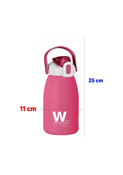 Bpa İçermez 1500 Ml Pembe Su Matarası Taşıma Askılı, Kilitli Kapaklı, Spor Günlük Kullanıma Uygun Pembe