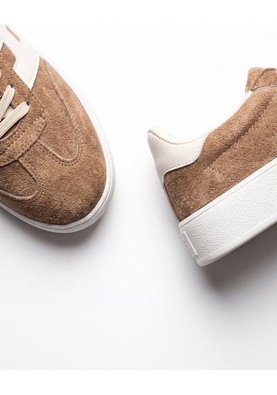 V.S.H Velvet Kadın Yüksek Tabanlı Sneaker Leopar Desen Spor Ayakkabı Terra-2519 Vizon