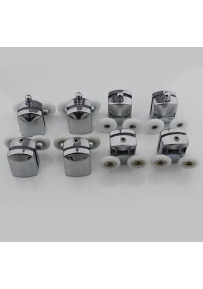 Krom Kaplama Plastik Duşakabin Tekeri Tekerleği Rulmanı 8'li Set 4 Alt 4 Üst 22 Mm Teker Çapı Parlak Krom