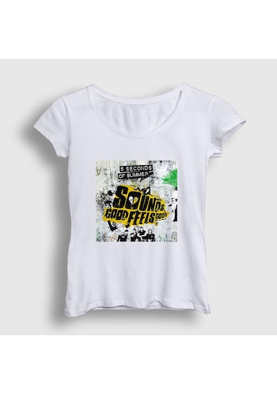 Presmono Kadın Wall 5 Seconds Of Summer T-shirt Beyaz